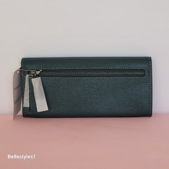 COACH Wyn Envelope Crossgrain Leather Wallet- Forest color ⭐ - Picture 7 of 16